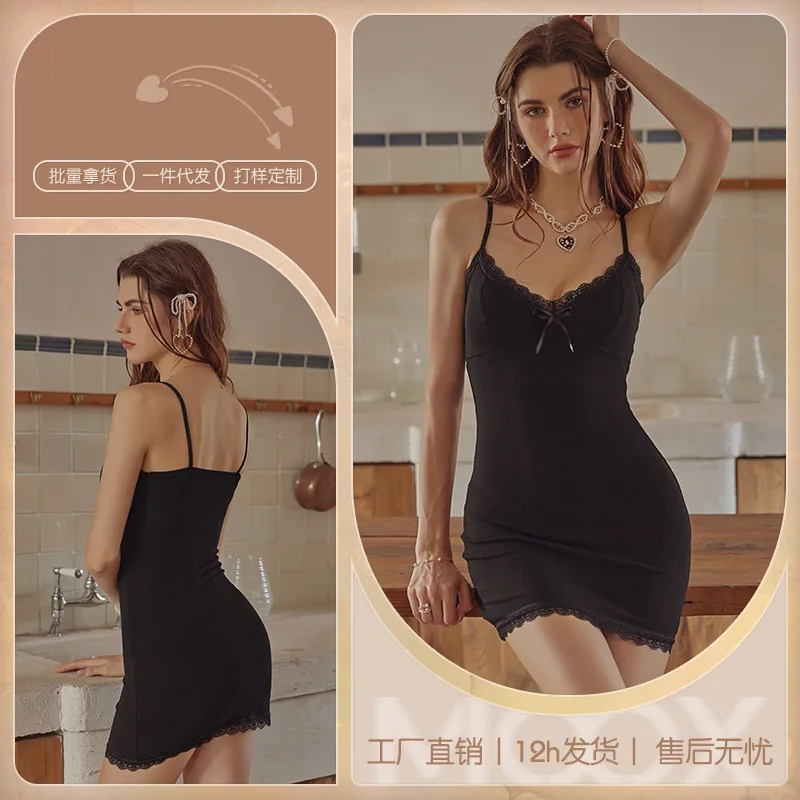 

Sexy Lace Camisole Nightdress for Women, Summer Pure Desire, Light Luxury, Tight-Fitting Bodycon Dress, Loungewear