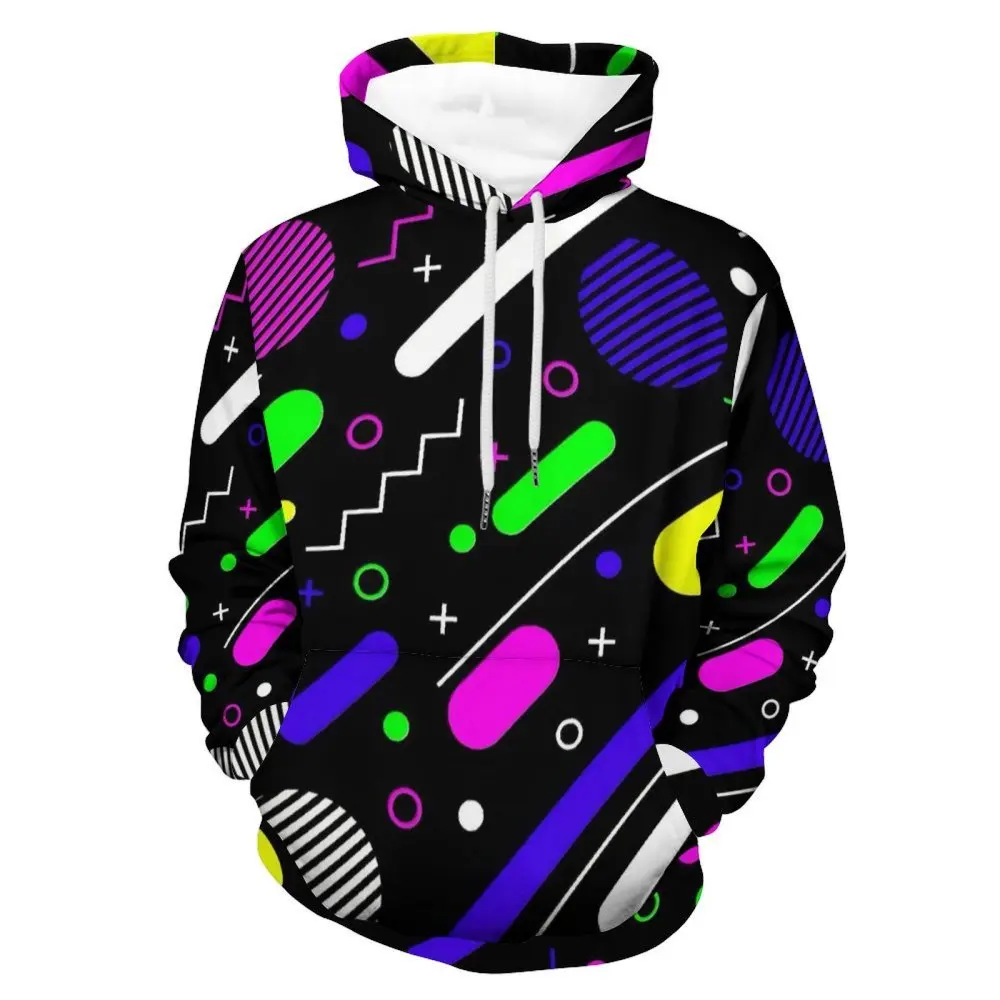 Colorful Graffiti 3D Print Men's Hoodie Street Hip Hop Fashion Oversized Pullover Sweatshirt Unisex Casual Long Sleeve Clothes