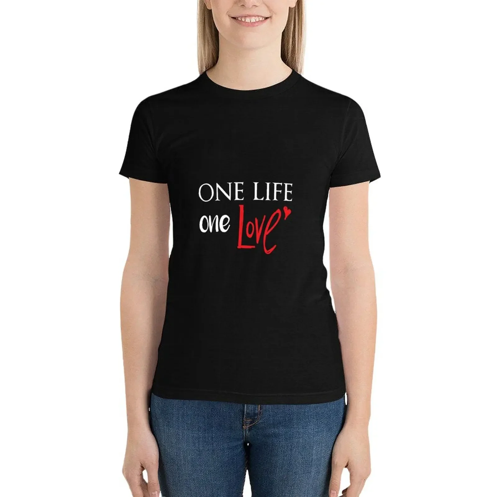 One life, one love 2021, hadiah untuk ibu atasan kaus baju lucu Atasan musim panas gaun kaus Barat untuk wanita