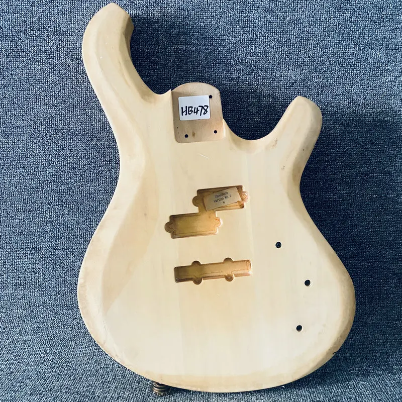 HB478  Custom Guitar Unfinished Electric Bass Body in Solid Wood PJB Bass Pickups for DIY Repalce Right Hand Damages