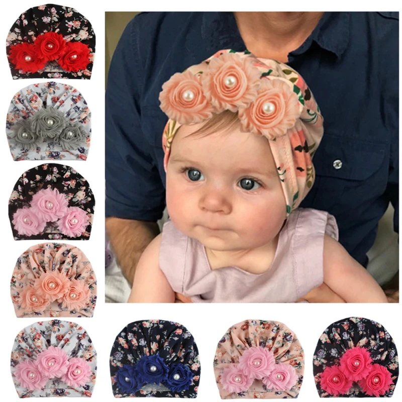 Autumn Soft Infant Baby Headband For Girls Baby Flower Turban Hats Toddler Headwraps Newborn Elastic Caps Baby Hair Accessories