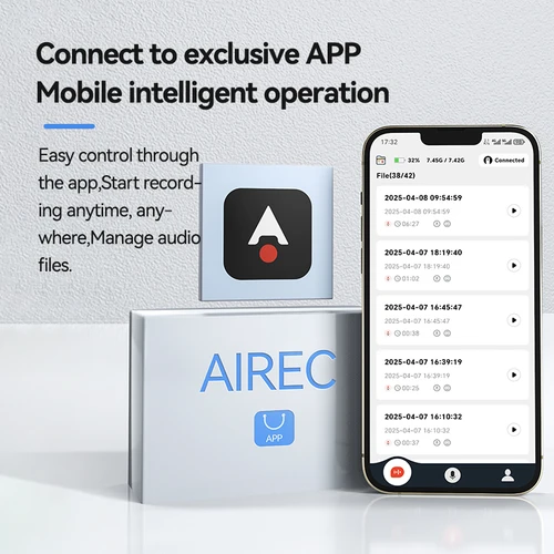 Imagen 2 del producto Grabadora de Voz con IA Q90A, Transcripción Inteligente ChatGPT, Traducción, Control por Aplicación, Grabadora Portátil