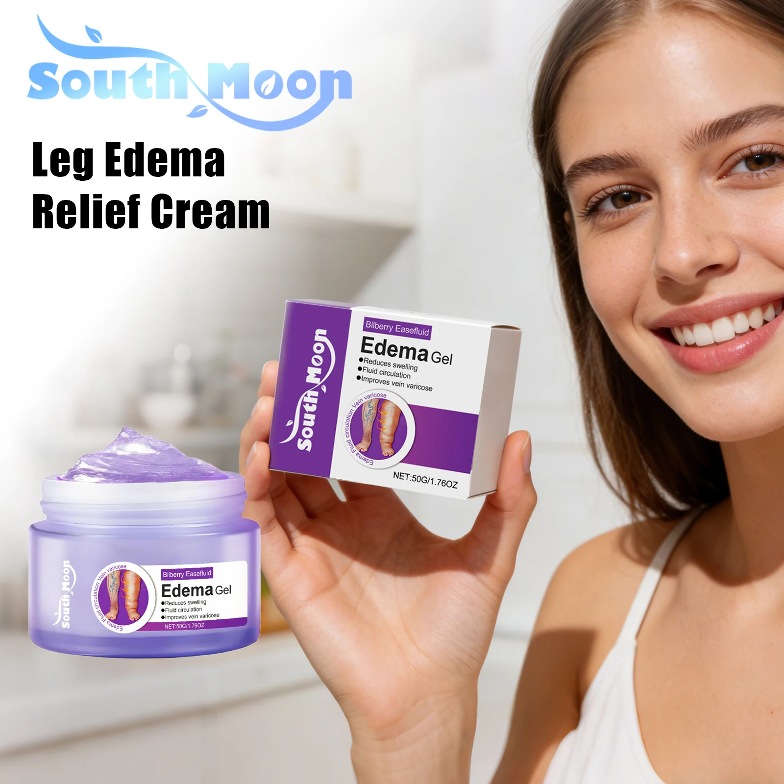 South Moon Leg Edema Relief Cream Reduce Swelling Relieve Edema Soothe Discomfort Promote Blood Circulation Thigh Soothing Gels
