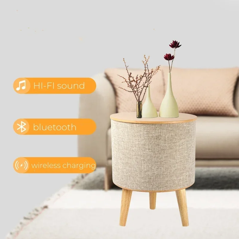 Postmodern Creative Round Mini Side Smart Stereo Sound Tea Wooden Coffee With Wireless Charging Modern Coffee