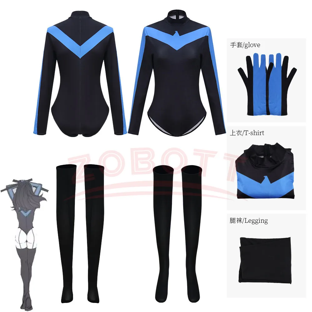 

Костюм для косплея на Хэллоуин: женский комбинезон с крыльями, сексуальный, с перчатками и чулками, полный комплект, костюм супергероя для взрослых, зентай-боди для девушек