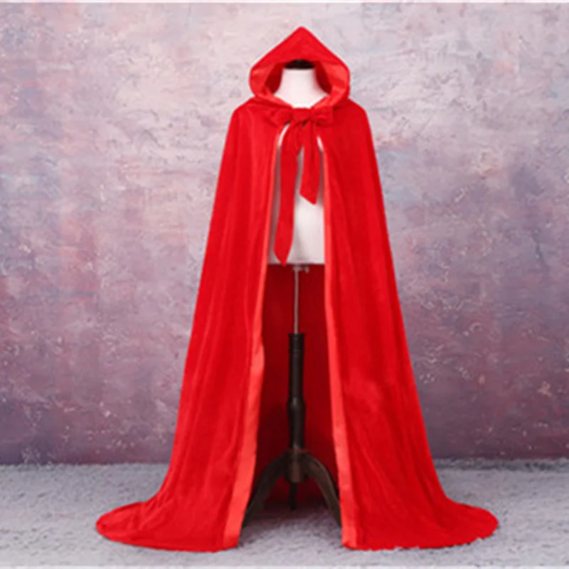 

Velvet Christmas Hooded Cloak Bridal Cape Winter Halloween Floor Length Jacket Wedding Wraps Velvet Wedding Jackets Cloak