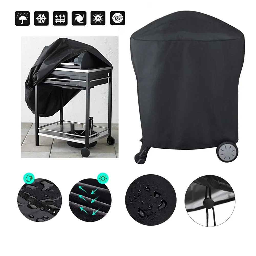 Barbecue cover for outdoor barbecue, dust cover, waterproof, heavy duty, rain protection, black color