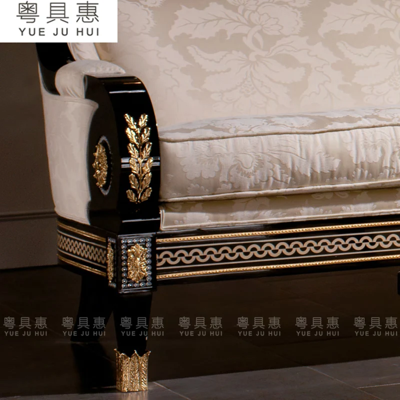 European Style Solid Wood Cloth Craft Sofa Combination New Chinese Style Furniture Set