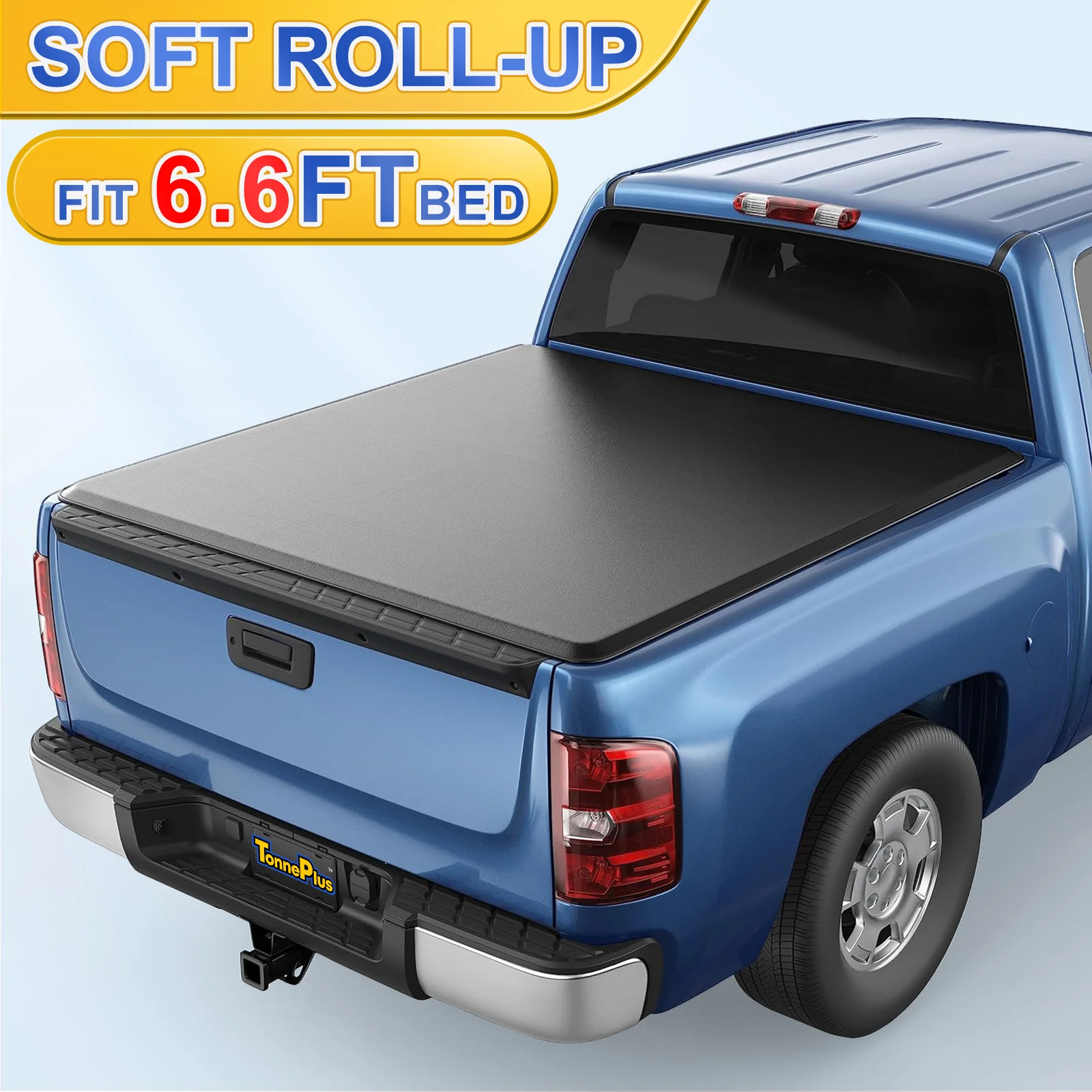 

TonnePlus Soft Roll-Up Tonneau Cover Truck Bed Covers for 1999-2006, 2007 Classic Silverado / Sierra 1500 2500 HD 3500 HD 6.6FT