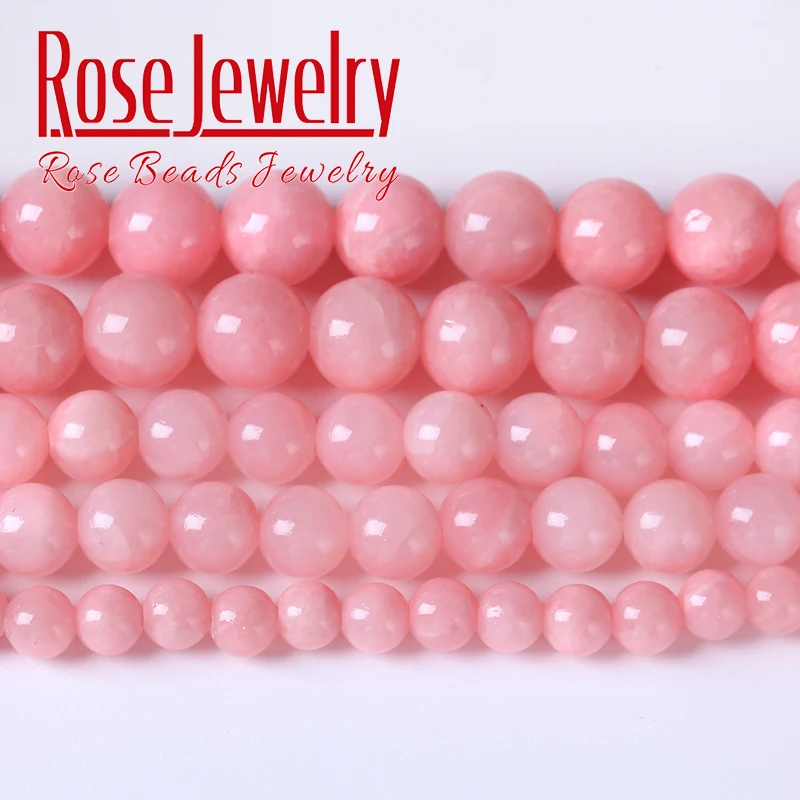 

Natural Sakura Pink Jades Stone Beads for Jewelry Making Round Loose Beads Diy Bracelets Necklaces Accessories 6 8 10 12mm 15"