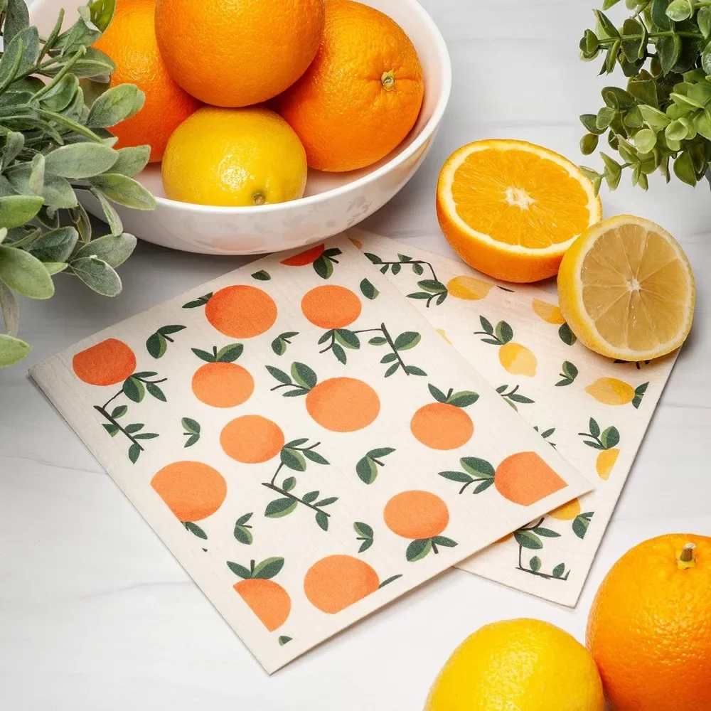 3 pcs High Quality Reusable Cellulose Sponge Cloth Colorful Durable Swedish Dishcloths Printing Kitchen Dishcloths
