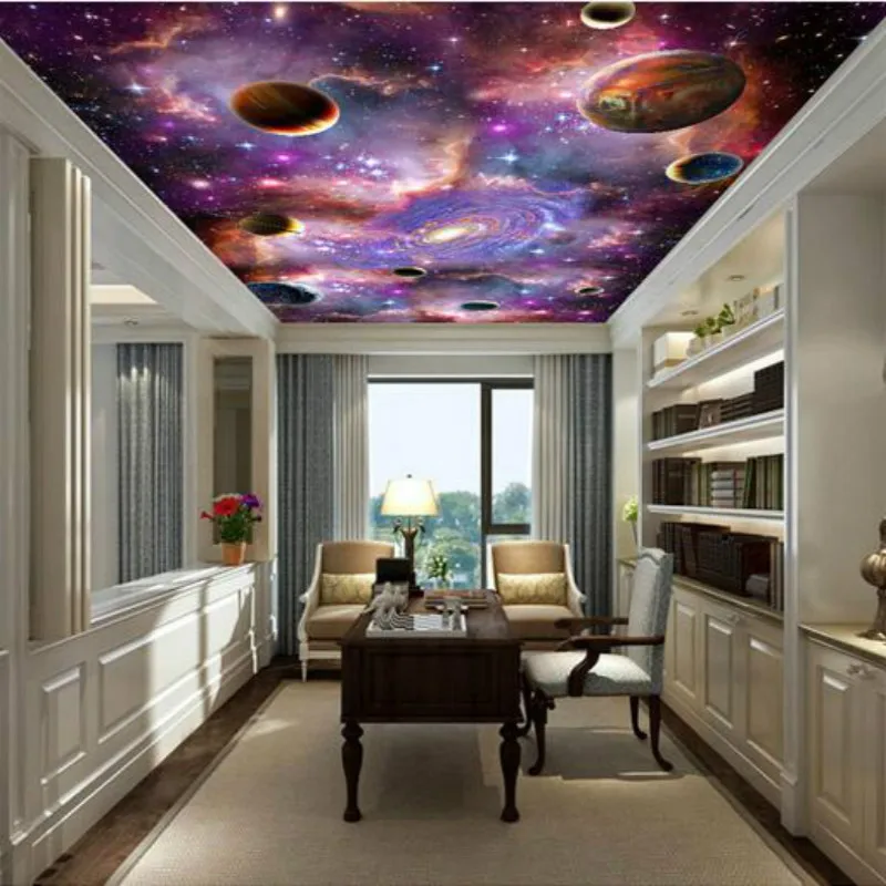 Starry Sky  3D  Galaxy Bedroom Decoration Wallpaper Planet Ceiling Mural Living Room TV Background  mural Wallpaper