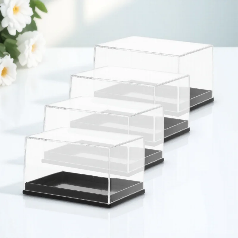 4개 세트 투명 표본 디스플레이 박스 적층형 보관 용기 광물 보석 샘플 정리함 소형 표본 케이스