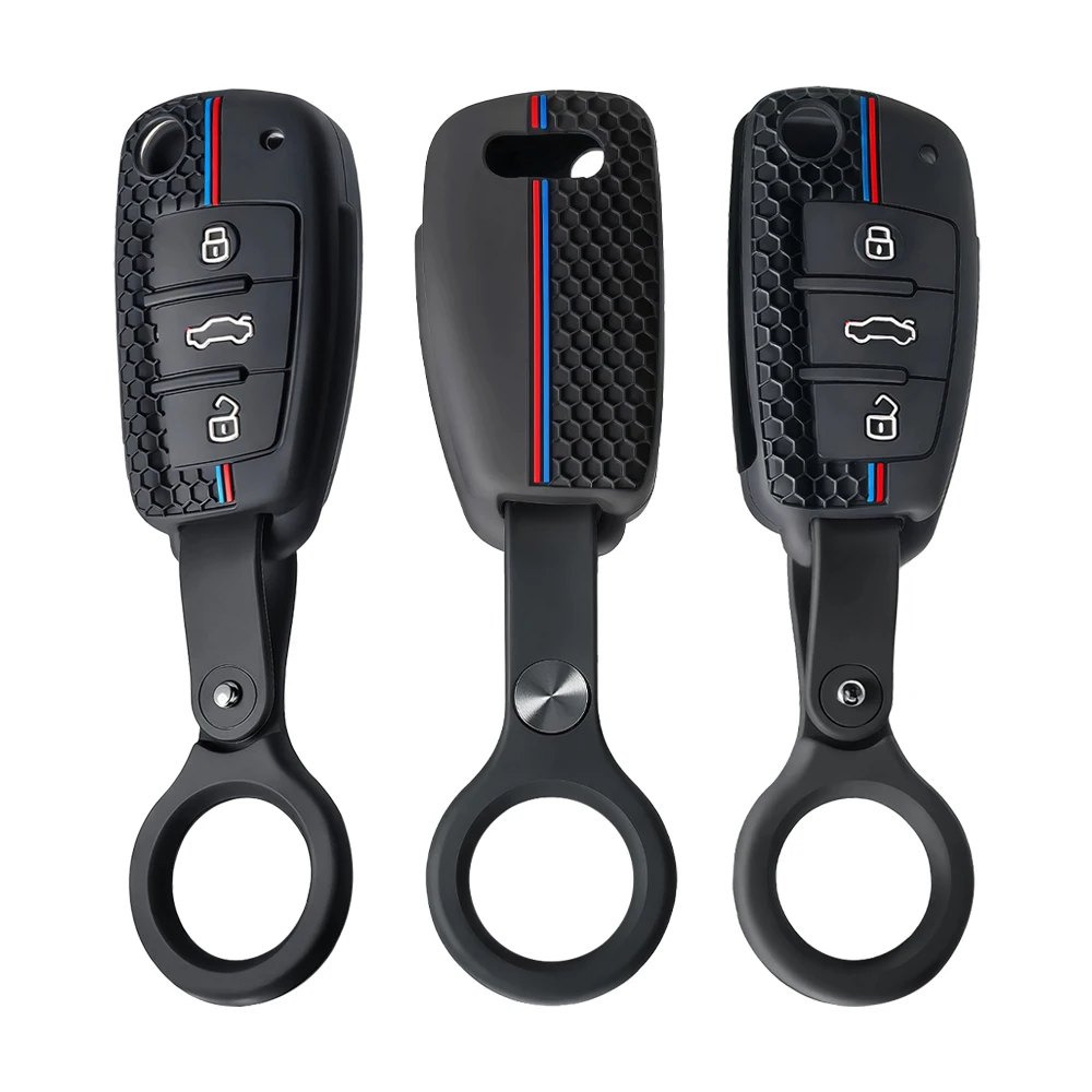 New 3 Button for Audi A4 B7 A6 C6 4f 8v A3 8p A1 A3 Silicone Key Case Cover Shell Accessories Auto Remote Key Holder Jacket