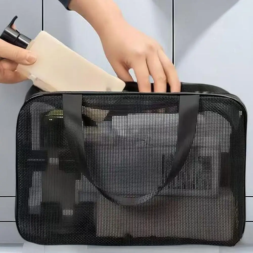 Mesh Storage Cosmetic Bag Shower Toiletry Pouch Tote Bag For Women And Men Large Capacity Portable Travel Makeup Organizer