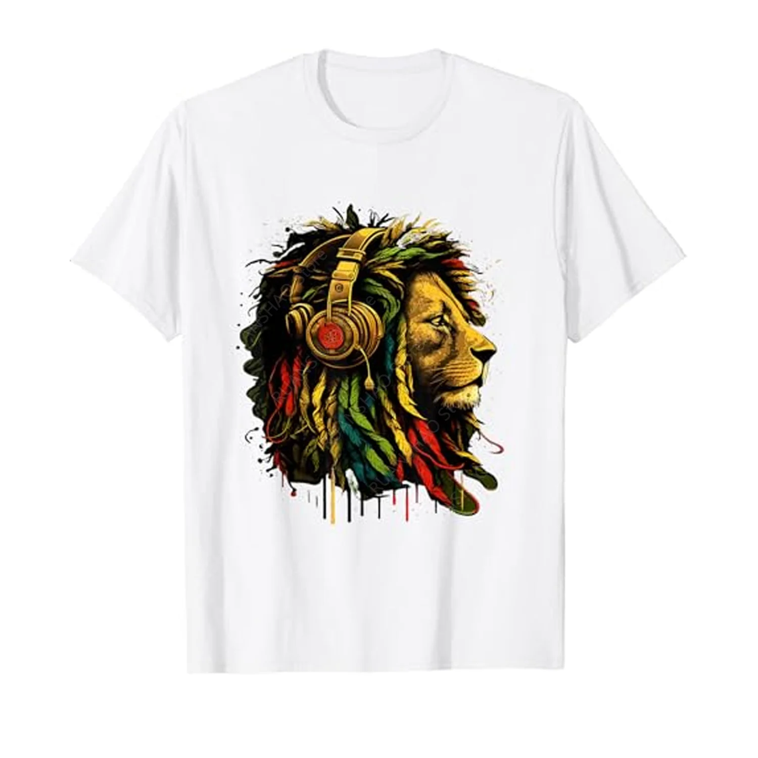 24-25 Trend Style Hip-Hop T-shirt Reggae Lion Rasta Rastafari Comfort Cotton Top Man and Women Hip-Hop Culture Print Fashion Tee