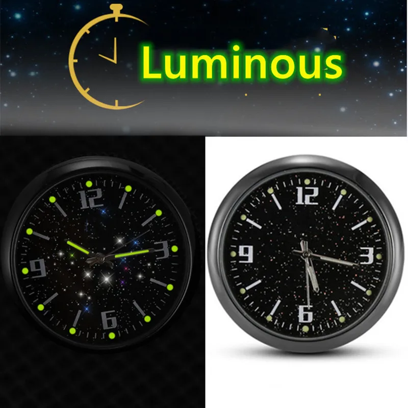 Car Clock Dashboard Digital on Board Ornament Car Starry Night Light Electronic Watch Stick-On Clock Quartz Clock Car Air Vent