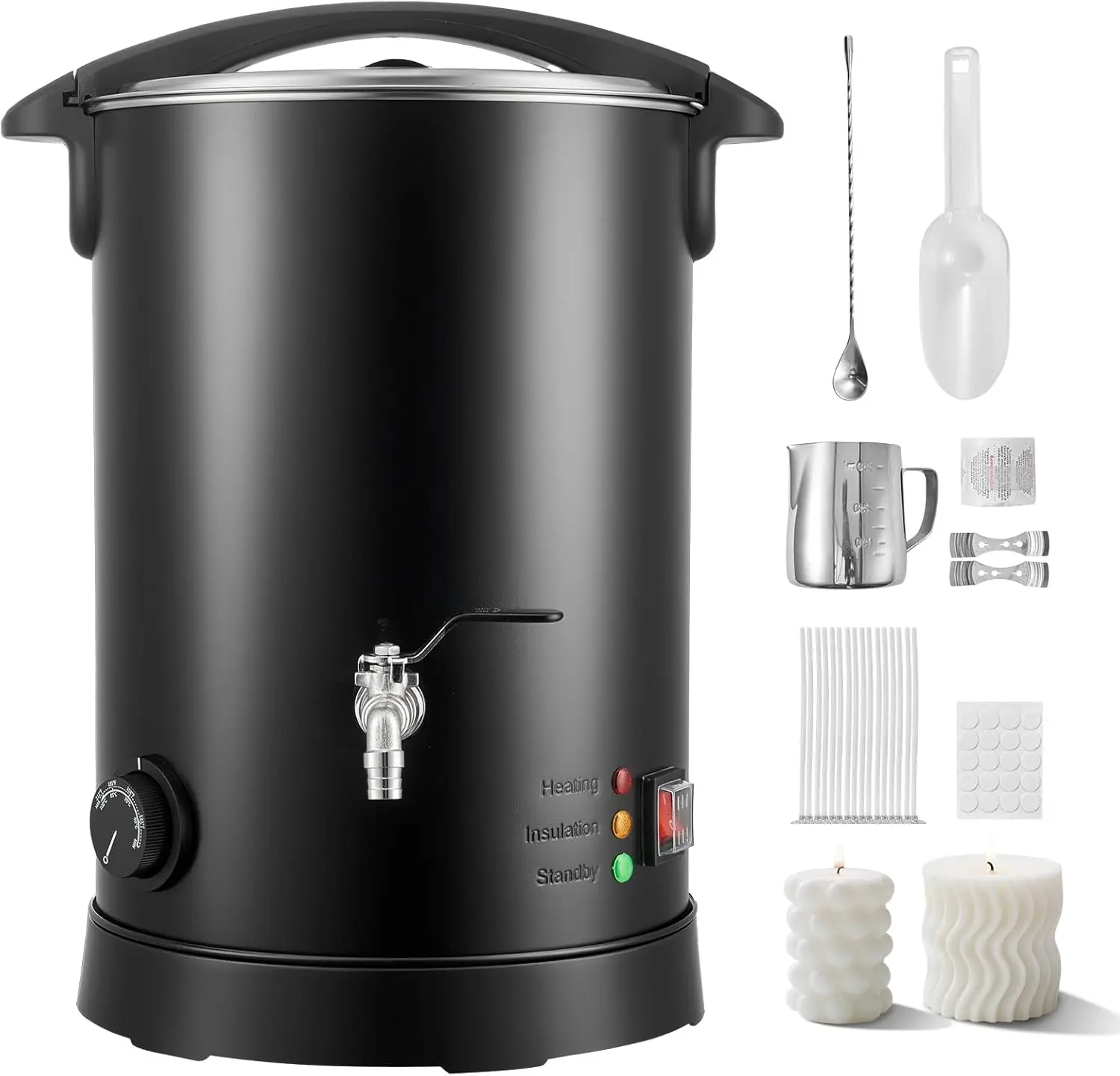 

20Lbs Wax Melter for Candle Making, Fast Heating, Easy Pour Spout, Temp Control, Hourglass Base, 1100W