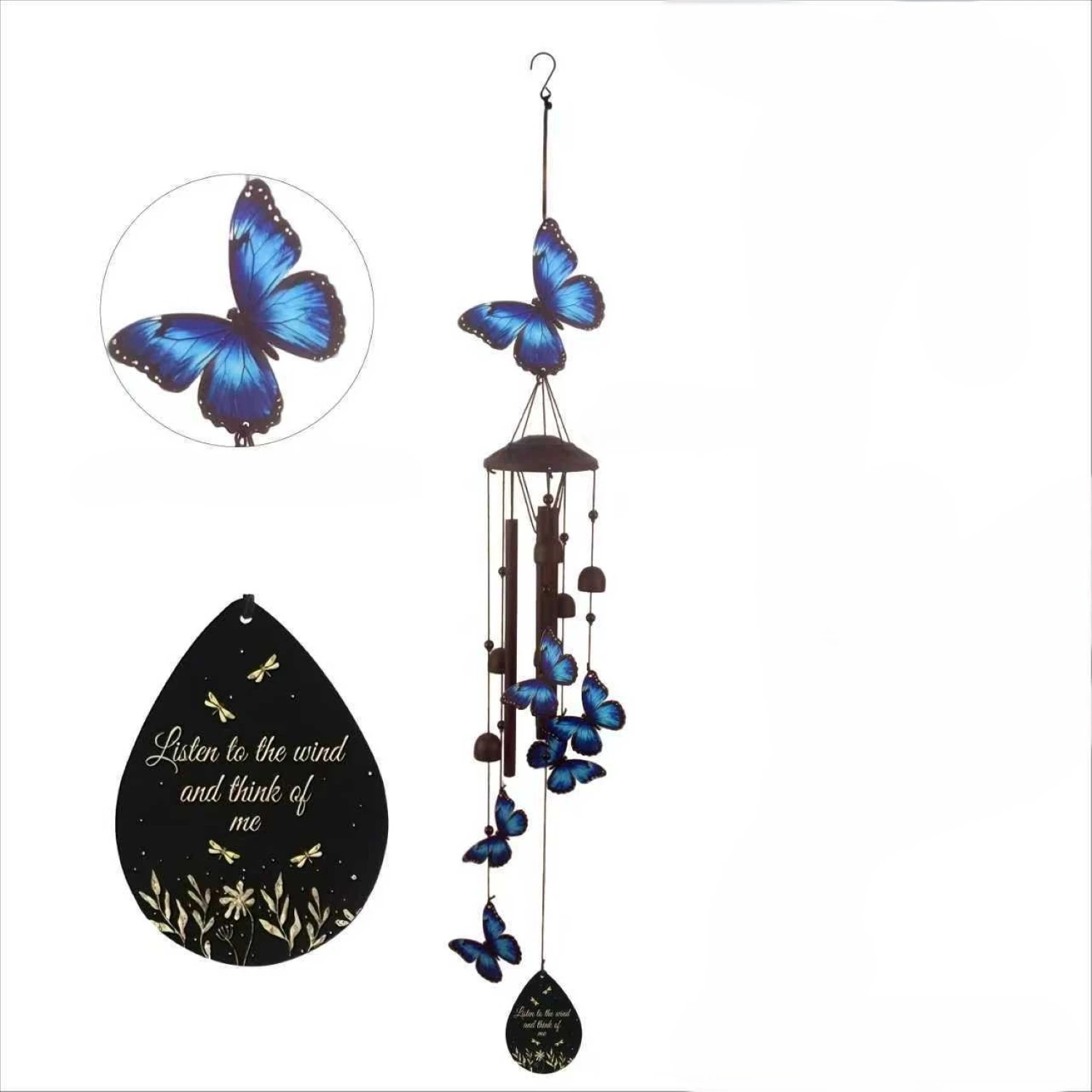 Decorative Metal Dragonfly Wind Chime for Outdoor Garden and Patio Provides Soothing Sound Effects and Stylish Decoration
