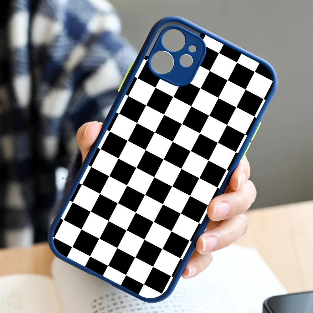 GYKZ Checkerboard Plaid Checked Checkered Phone Case For NEW iPhone 11 12 13 Pro XS MAX XR X 7 8 6 Plus SE Silicone Cover Fundas