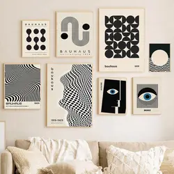 Bauhaus Line Abstract Eye Geometric Black Modern Nordic Wall Art Canvas Painting Posters And Prints Pictures Living Room Decor