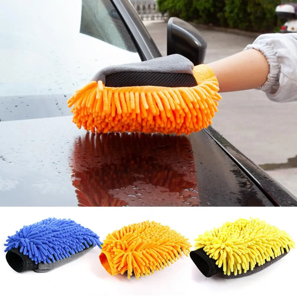 

1PCS Waterproof Car Wash Microfiber Chenille Gloves Thick Car Cleaning Mitt Wax Detailing Brush Auto Care Double-faced Glove