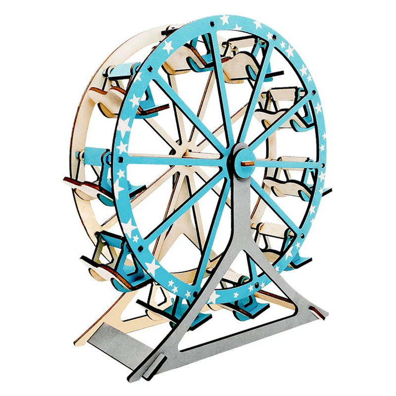 Puzzle 3D en bois de grande roue pour enfant, kit d'assemblage artisanal de calcul, jouet de fête, idée de cadeau, DIY