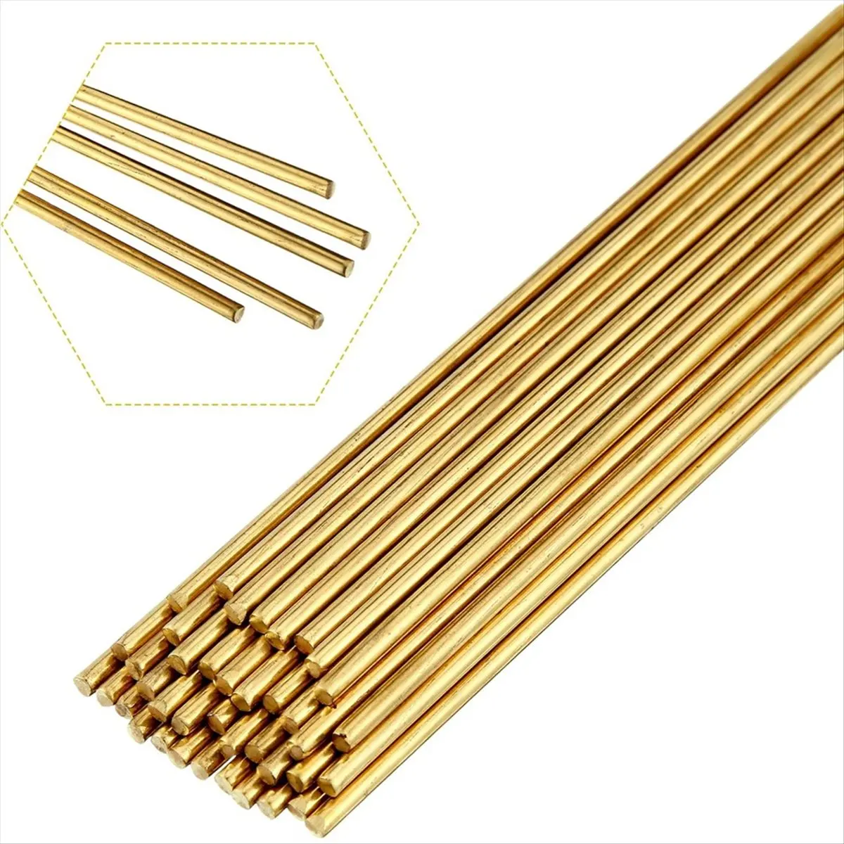 COFA 40 Pcs Brass Rods 1.5 mm Brass Welding Brazing Rods Copper Alloy Solid for DIY Craft Drift Punches Handle Lathe