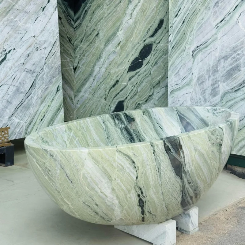 Luxury Stone Baths,Customized Ongouma Marble Bathtub Solid Natural Stone Eco-Friendly Durable Bathroom Unit For Outdoor Villa Us