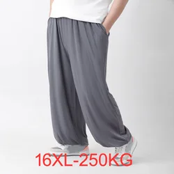 Mężczyźni Wysokie Elastyczne Spodnie Casualowe 15XL 16XL 175-250KG letnie modalne spodnie domowe nowe Plus size męskie super miękkie spodnie męskie