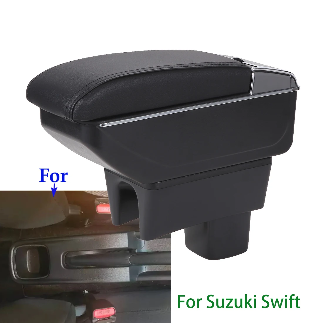 For SUZUKI Swift Armrest Box For Suzuki Swift Car Armrest Auto Storage Box Arm Bracing heighten Interior Details 2005-2025