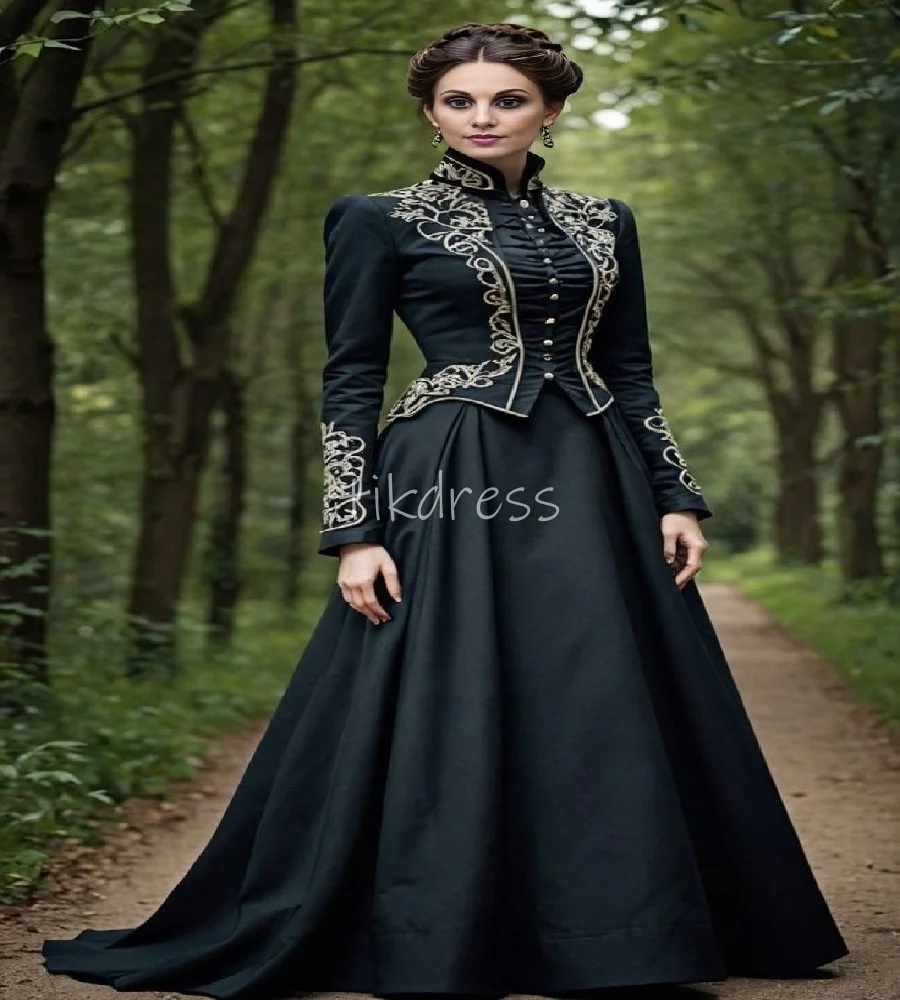 

Dark Academia Sorceress Gothic Prom Dress 2025 Steampunk Italian Renaissance Medieval Evening Dress Long Sleeve FormalCustomized