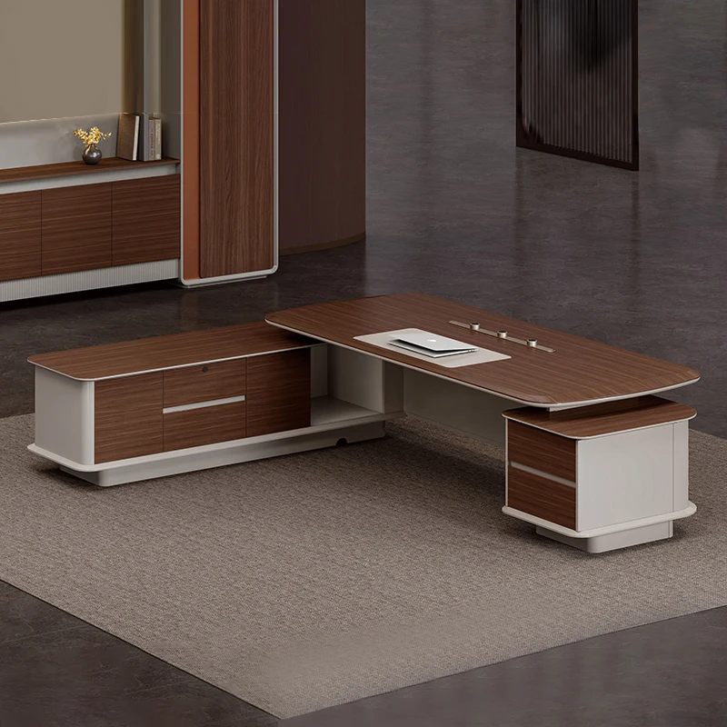 

❀zz Premium Ceo Boss Leather Luxury Modern Executive Furniture Desk Advanced Feeling Office Desk^