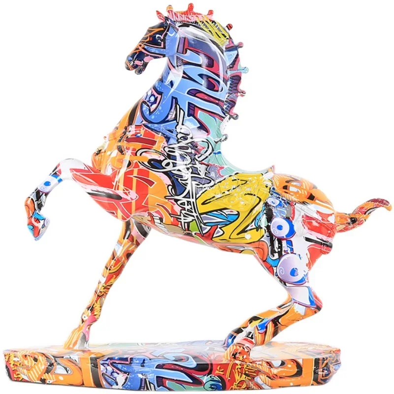 Creative light luxury color horse desktop ornament to success living room office study decoration