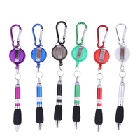 12PCS Metal wire drawing pen Drawstring ballpoint pen Hanging Rope Writing Pen Mountaineering Chain Keychain