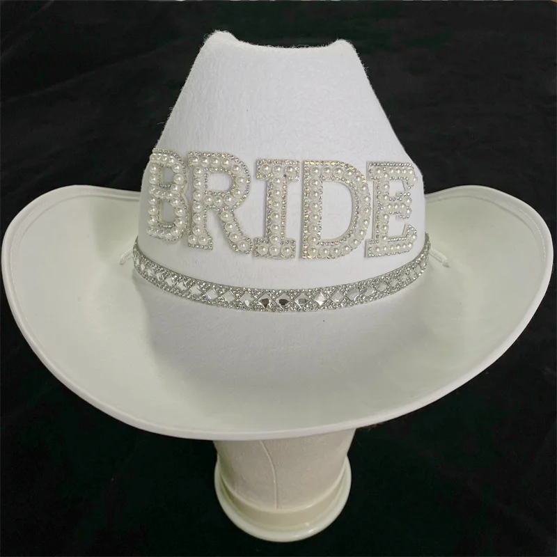 New Bride Cowboy Hat Country Western Barn Space Disco Wedding Decorations Bachelorette Hen Party Bridal Shower Decoration Gift