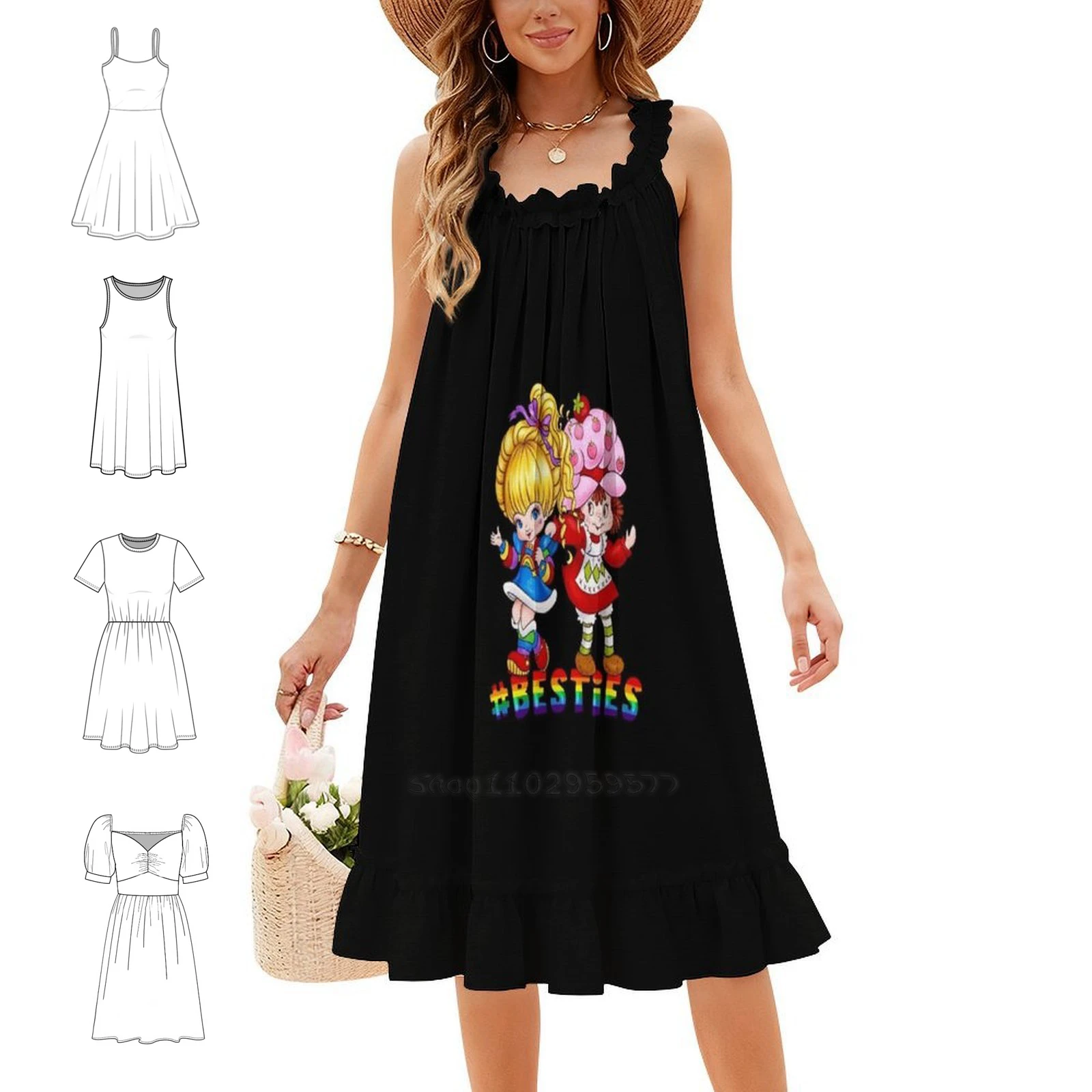 Cute Besties Robot Brite Korean Style Dress For Women Elegant Casual Dress For Party Or Daily Wear Cute Besties Robot Brite