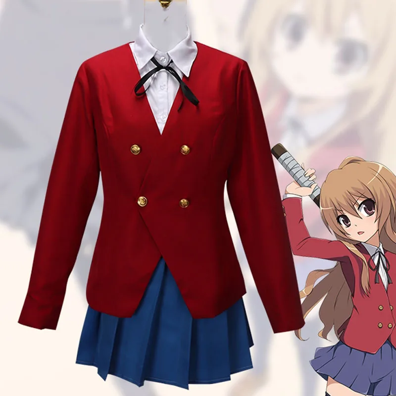 Anime TIGER DRAGON Toradora Costume Cosplay Taiga Aisaka uniformi scolastiche vestito da ragazza natale Halloween Carnival Party Set regali