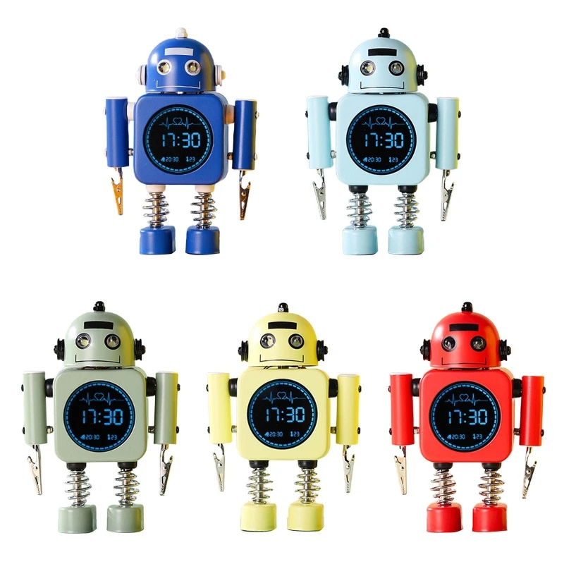 Robot for Smart Digital Alarm Clock with Snooze Temperature Displaying for Girls Boys Wake Up Bedroom for Drop Shipping