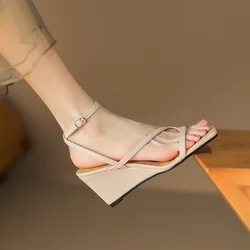 Luxury Rome Black High Heels Sandals Women 2026 Summer Square Toe Gladiator Sandalias Woman Ankle Straps Thick Heeled Pumps