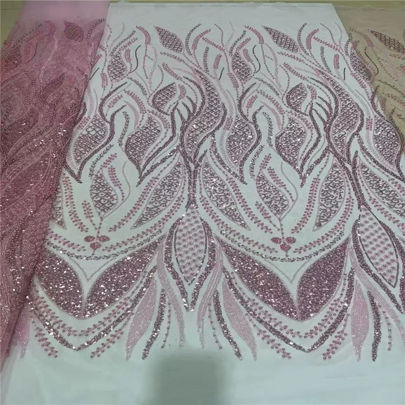 5yard Pearl tube sequin embroidery fabric Wedding dresses cheongsam diy Design fabrics for clothing