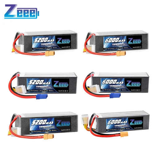Zeee 6S 5000 6000mAh 리포 배터리, 22.2V, EC5 XT90 플러그 소프트 케이스, RC 자동차 보트 트럭 FPV 드론 배터리, 비행기 리포 부품