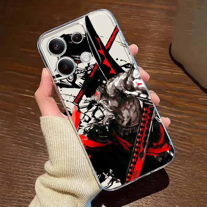 

One Piece Roronoa Zoro Art Phone Case For Xiaomi Redmi 10 11 K30 K40 K50 K60 K70 Pro Prime Plus Ultra Zoom 5G TPU Transparent