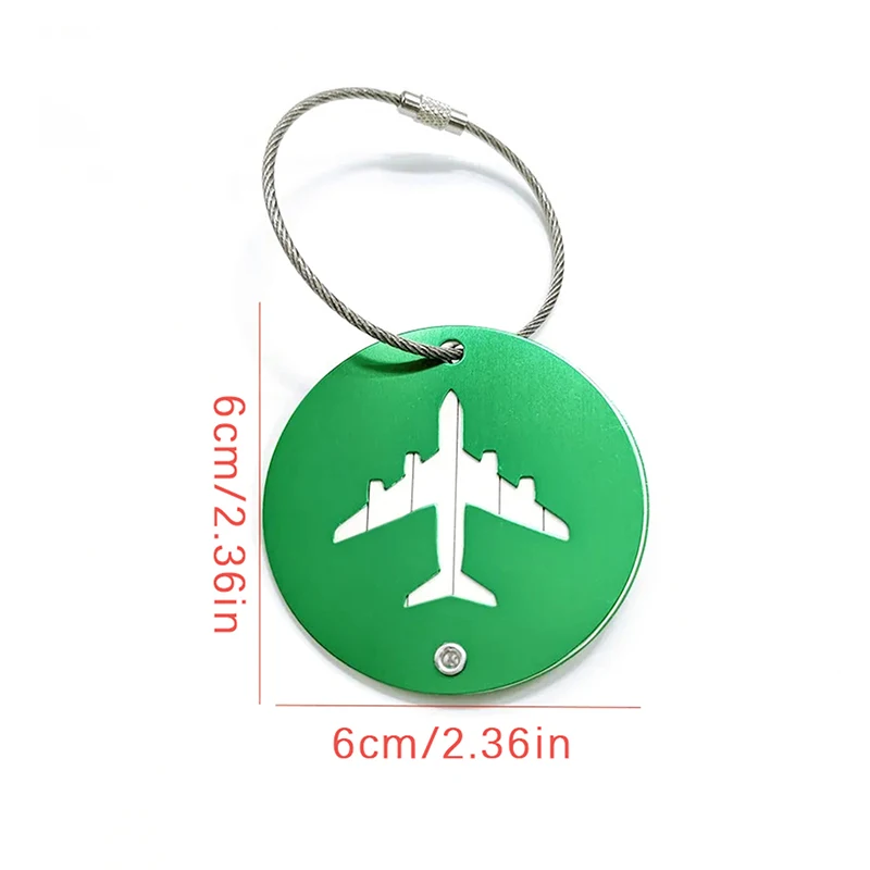 Etiquetas redondas de aleación de aluminio para equipaje de avión, accesorios de viaje para mujer o hombre, etiqueta de tarjeta de identificación