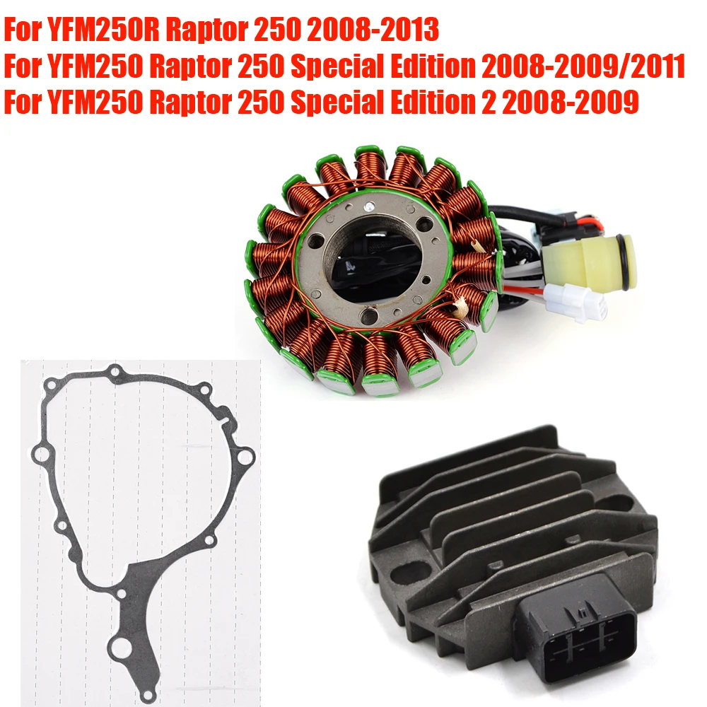 Regulator Rectifier Stator Coil + Gasket For Yamaha YFM 250 250R / YFM250R Raptor 250 / YFM250 Raptor 250 Special Edition 2