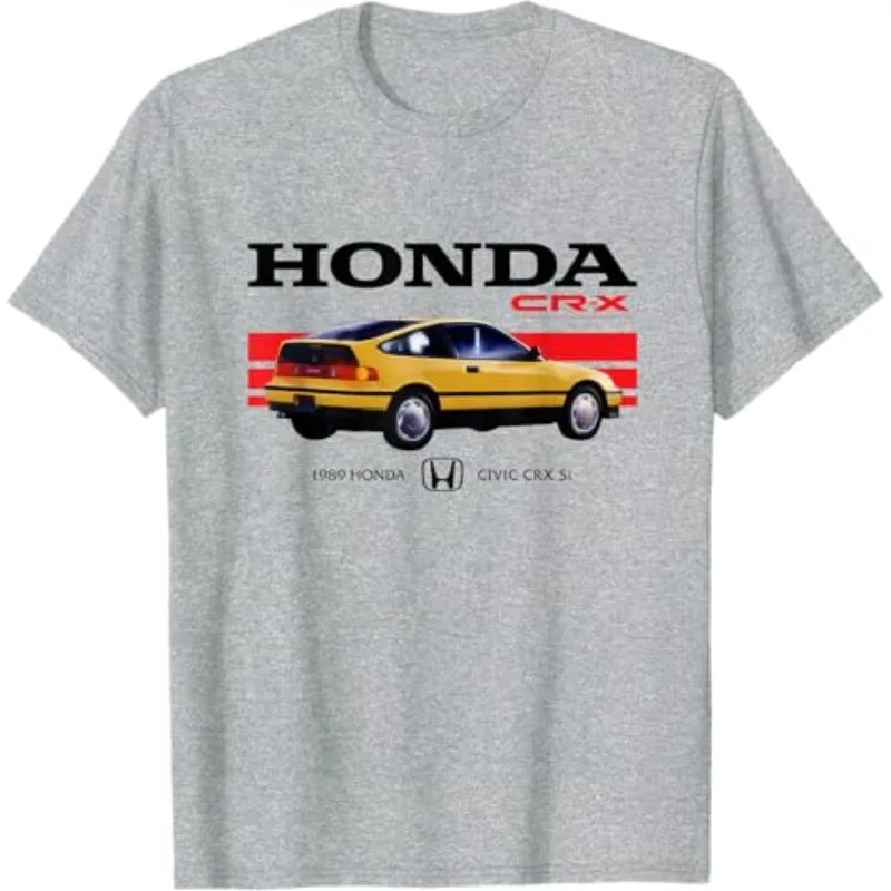

Honda Men's and Women's T-Shirt Racing Motorcycle Culture Shirt Summer CR-X 1989 Racing Stripe Retro Civic Logo Short Sleeve