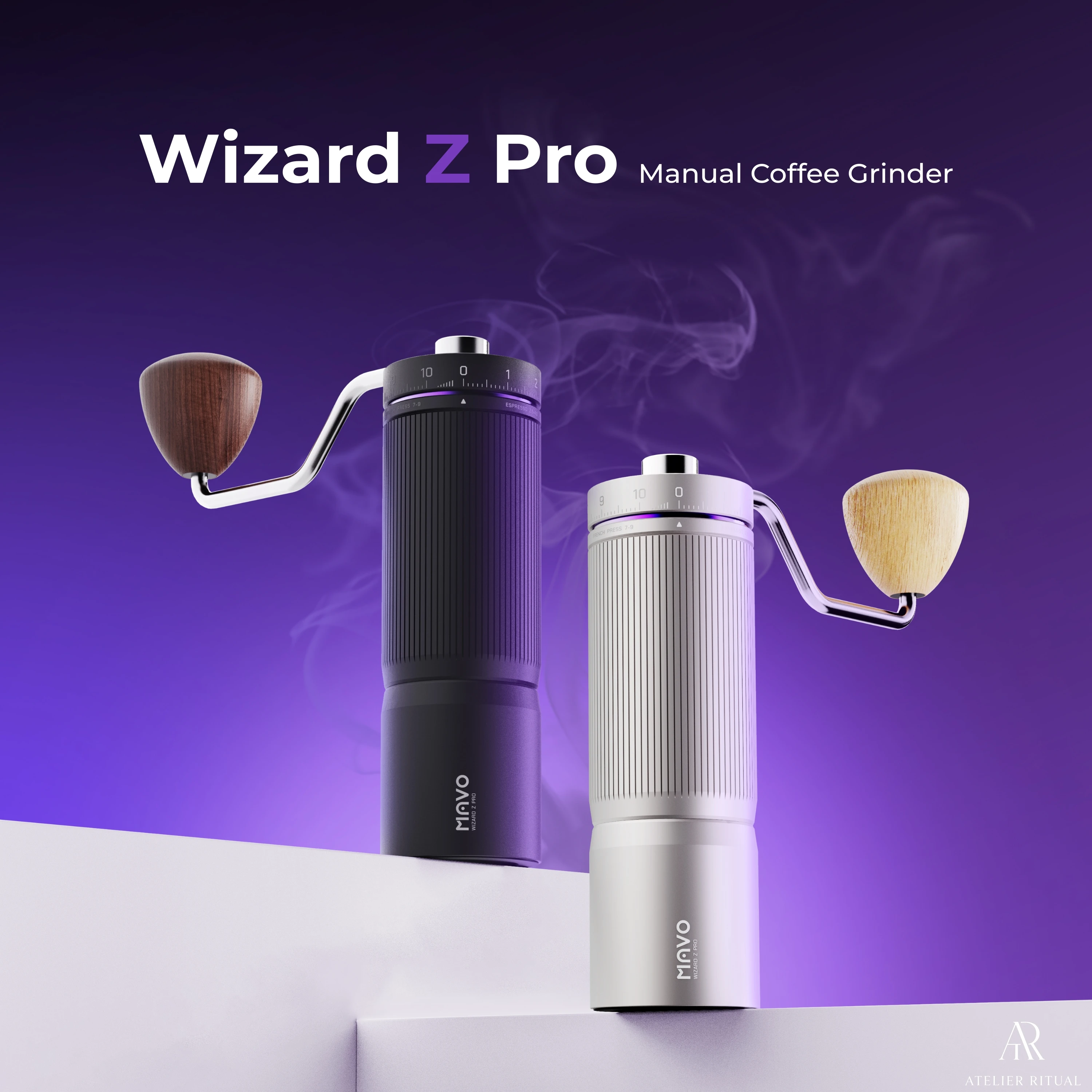 MAVO Wizard Z Pro Manual Coffee Grinder 43mm Burr Stepless External Adjustment for Espresso Pour Over
