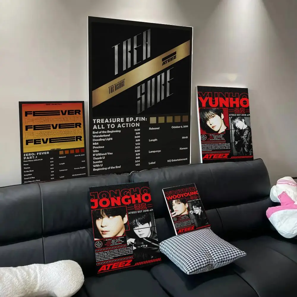 K-pop A-Ateez Poster Modern  Wall Art Aesthetic Minimalist Bedroom Decor Cafe Home Gift