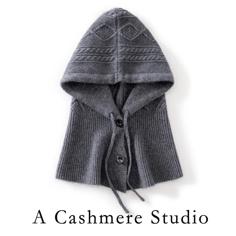 Cashmere Thickened Knitted Scarf Hat Twist Yarn Winter Warm Ear Protection Unisex Fashion Commuting Style Luxury Hat for Couples