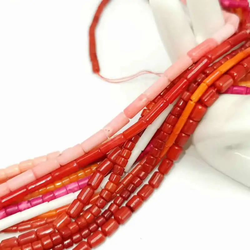Natural Red Coral Chip Drum Rice Round Drop Irregular Smooth Polished 15 Inch Strand Loose Stone Beads For Jewelry Diy Making
